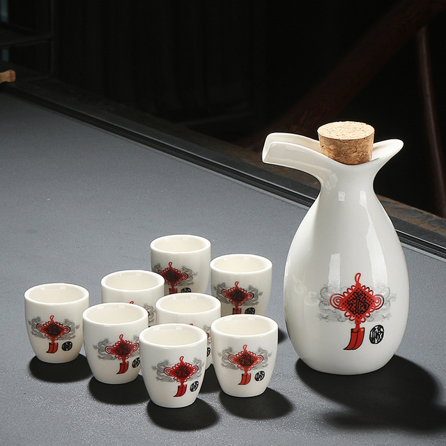 Bán buôn Creative cốc gốm rượu vang trắng flagon phù hợp với gia đình nhỏ với rượu sake nhỏ chén rượu Sake Set điểm Bộ rượu