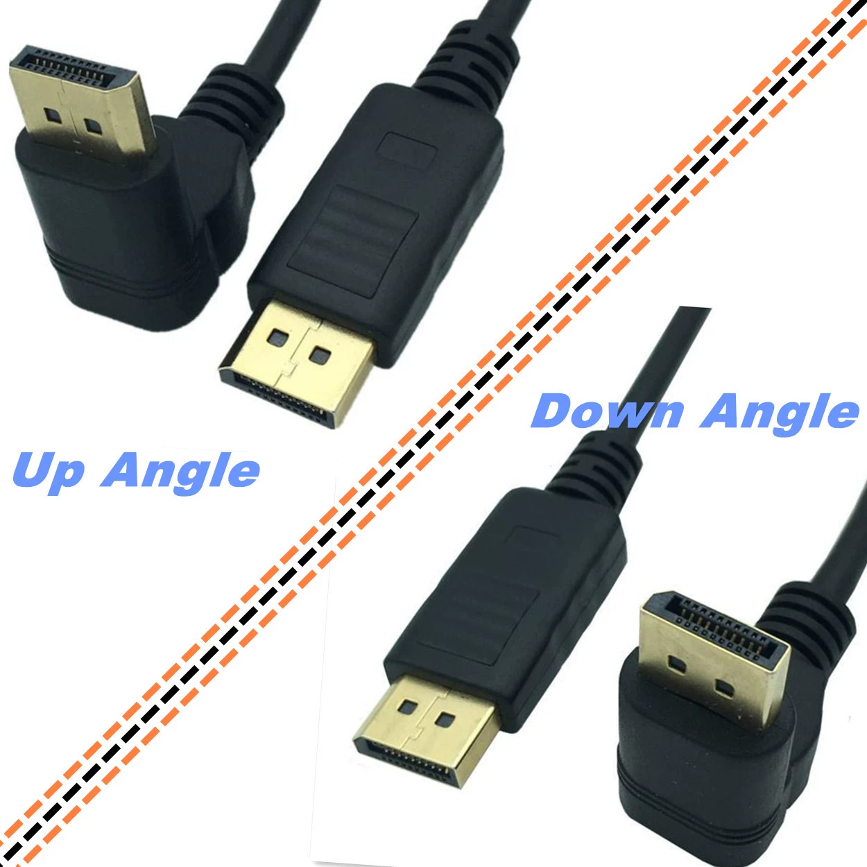 Позолоченный DP кабель под углом 90° вверх/вниз, HD кабель DisplayPort, адаптер DP-to-DP