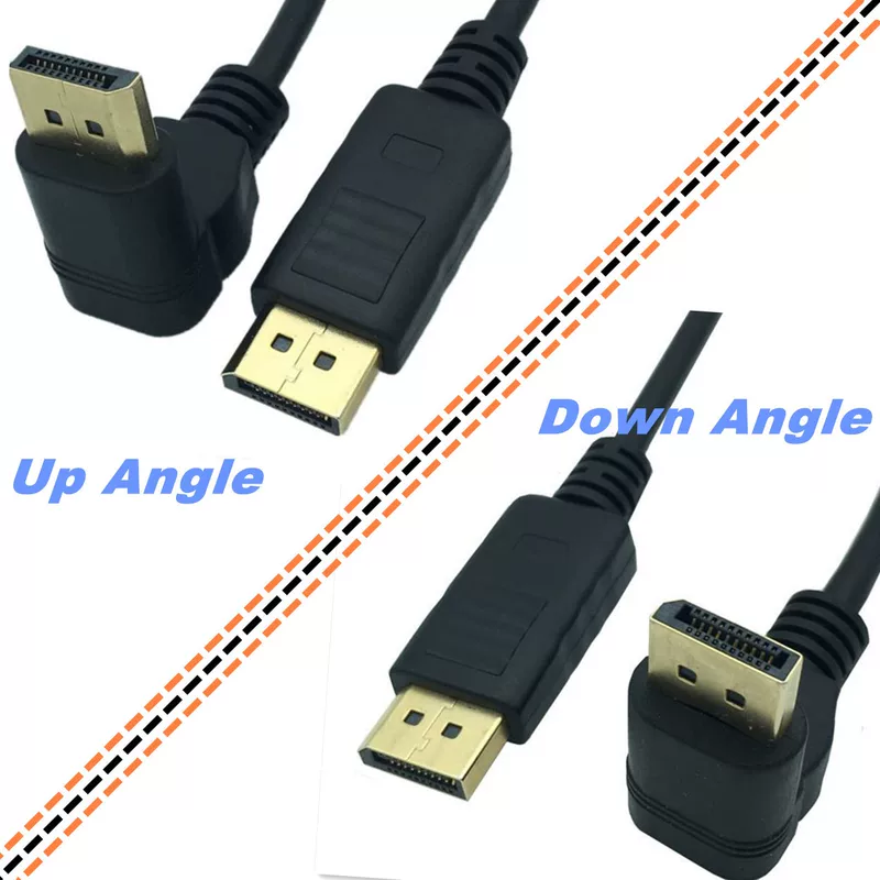 Позолоченный DP кабель под углом 90° вверх/вниз, HD кабель DisplayPort, адаптер DP-to-DP