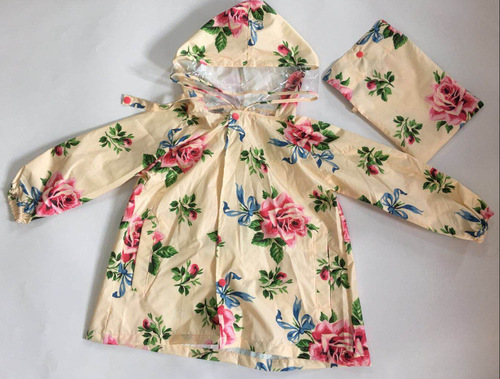 Foreign order Korean fashion cute and beautiful girls sweet flowers big flower children's raincoat poncho elastic belt does not include tax