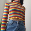 Spring long sleeve color striped slim knit