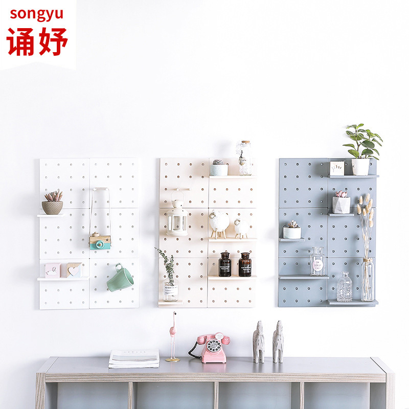 塑料洞洞板收納客廳廚房臥室隔板牆壁壁挂牆上置物架子