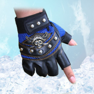 Spring and summer fashion man Half-finger gloves motion Riding Cool pirate Bodybuilding non-slip wear-resisting glove goods in stock