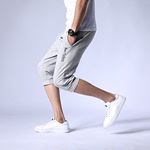 夏季针织运动裤七分裤男青少年弹力棉质透气休闲修身裤