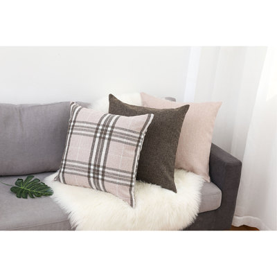 厂家直销可定制棉麻纯色格子抱枕 素雅客厅沙发午休亚麻靠枕靠垫|ru