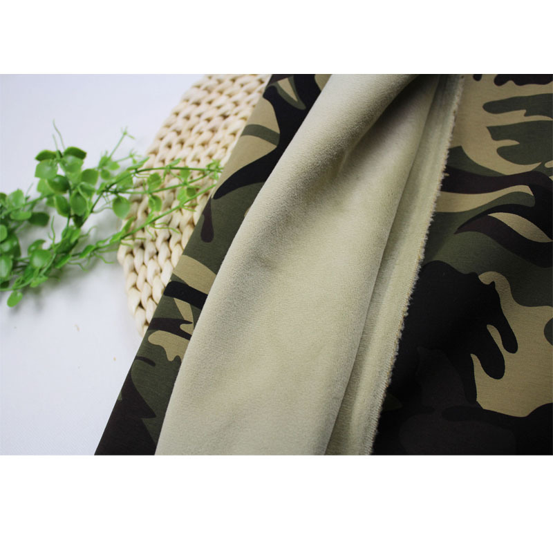 现货供应针织拉架超柔复合绒  迷彩超柔绒 厚卫衣加绒迷彩布
