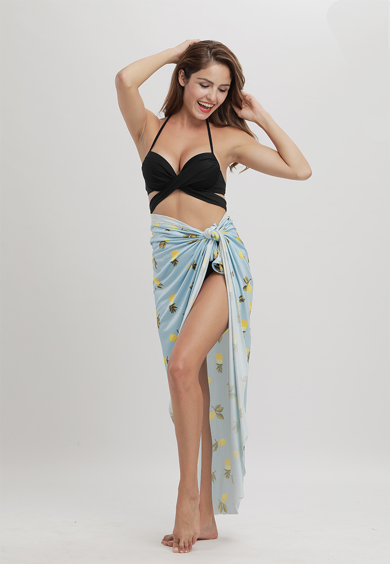 Summer Pineapple Print Beach Dress Multi functional Cover up UV Protection Lightweight Fabric Ideal for Vacation