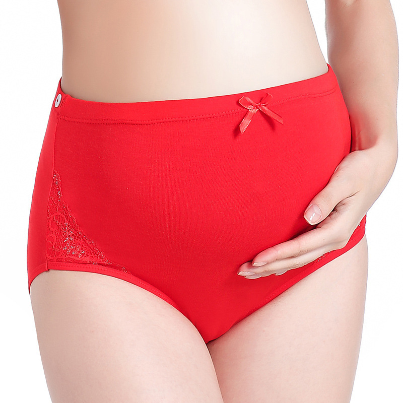 Adjustable Plus-Size Red Maternity Briefs Bamboo Fiber Wedding Photo Pregnancy Shorts Underwear