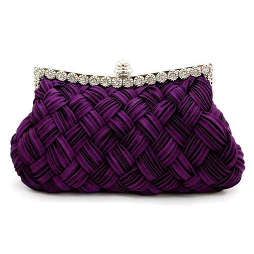 Factory direct sales new diamond-encrusted satin woven bag bridal bag big red banquet bag clutch bag crossbody bag
