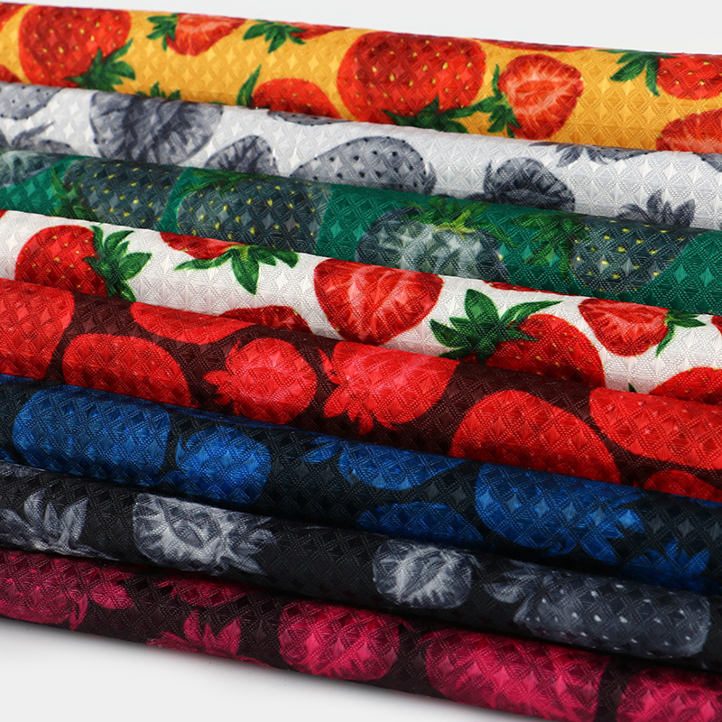 厂家直销3D植物花纹大提花牛津鞋材布料箱包手袋鞋材菱形纹面料