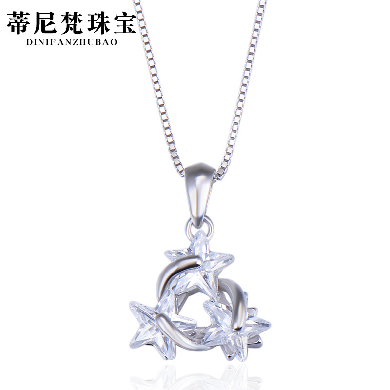Venta caliente transfronteriza circón meteorito s925 Collar de plata colgante mujer estudiante dulce joyería fresca