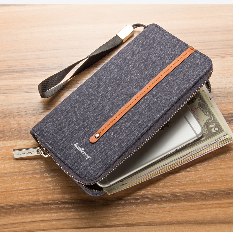 Men's Solid Color Canvas Zipper Wallets display picture 2