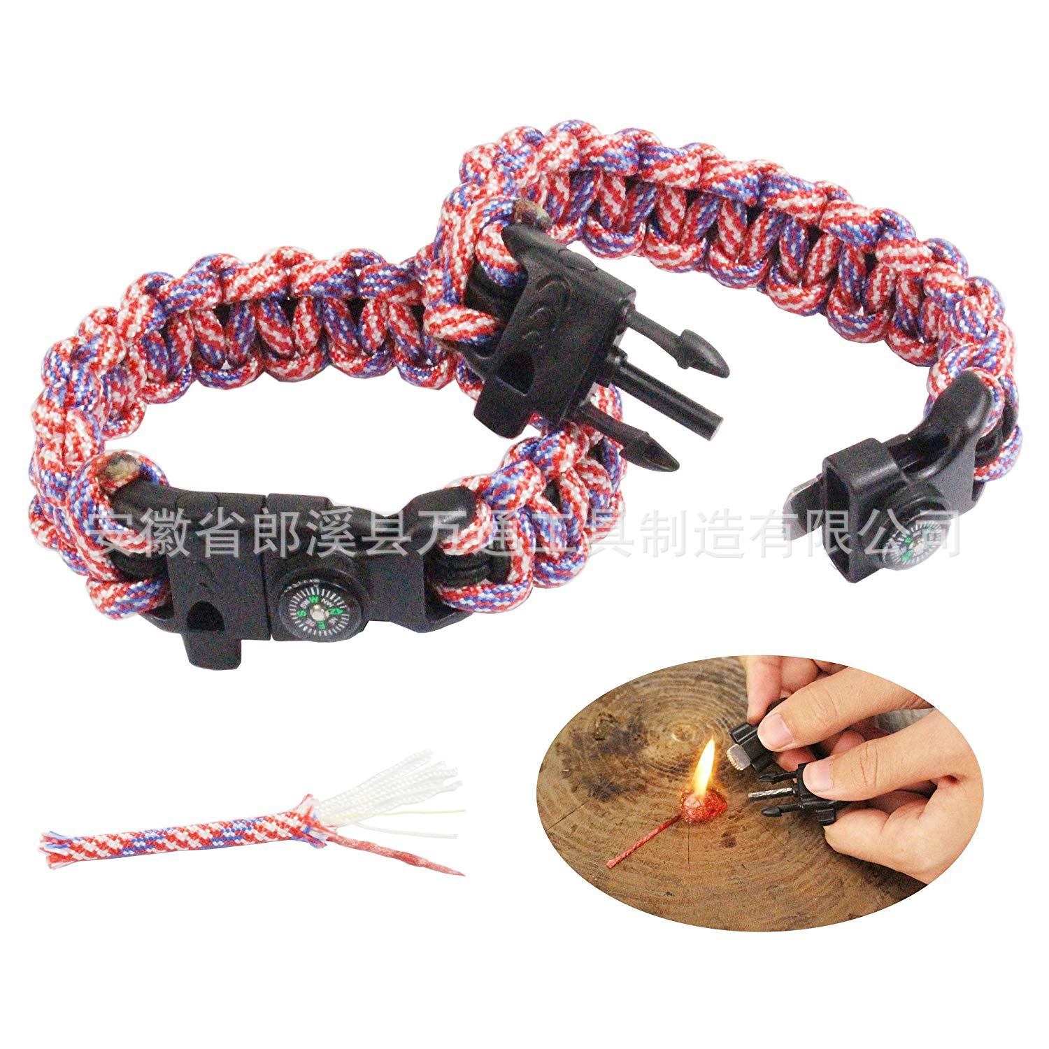 手链户外应急伞绳编织手链热卖外贸野营可调节求生手环