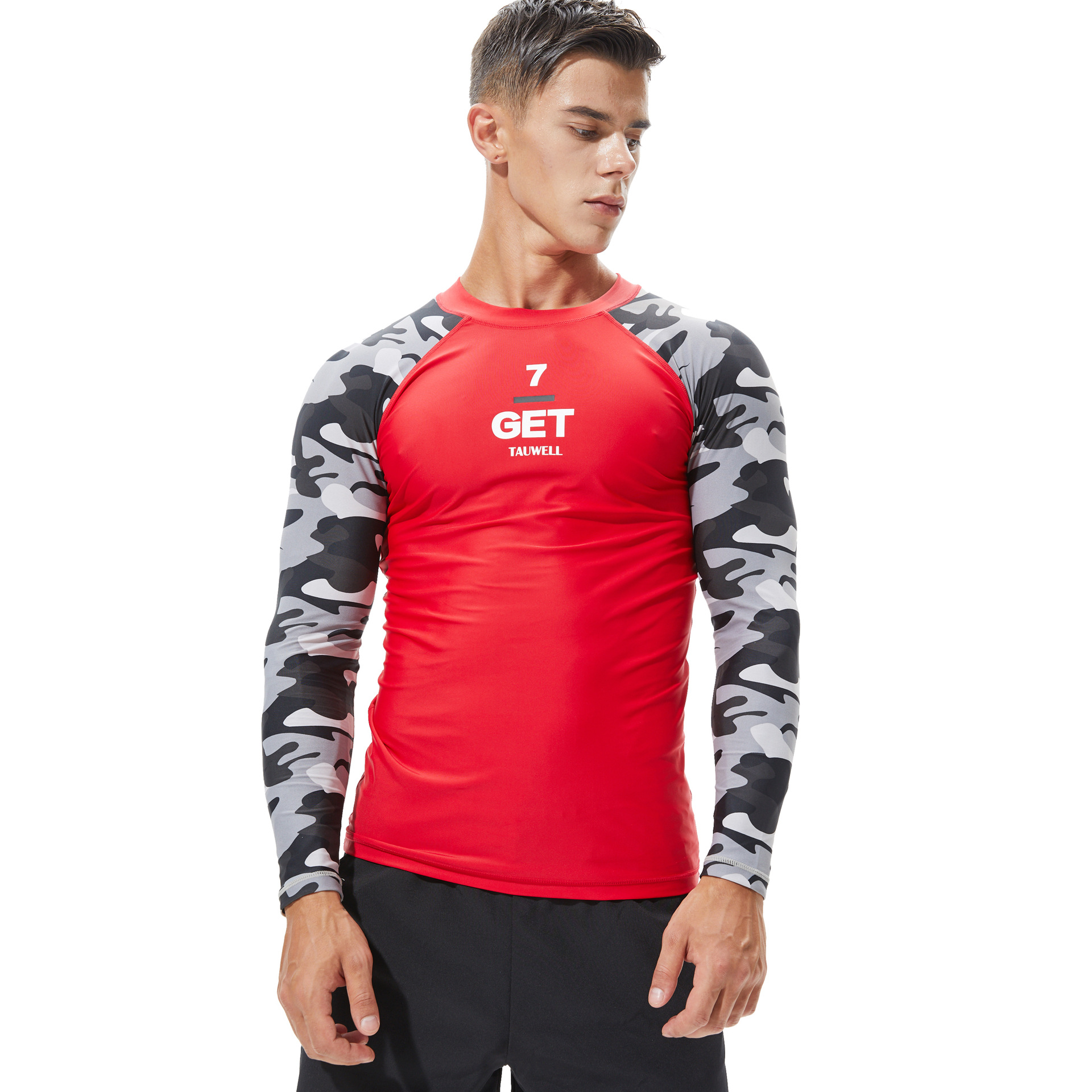 TAUWELLSpecial For Men's One-piece Swimsuit Solid Color Surfing Suit Tight Quick-drying Ready Stock