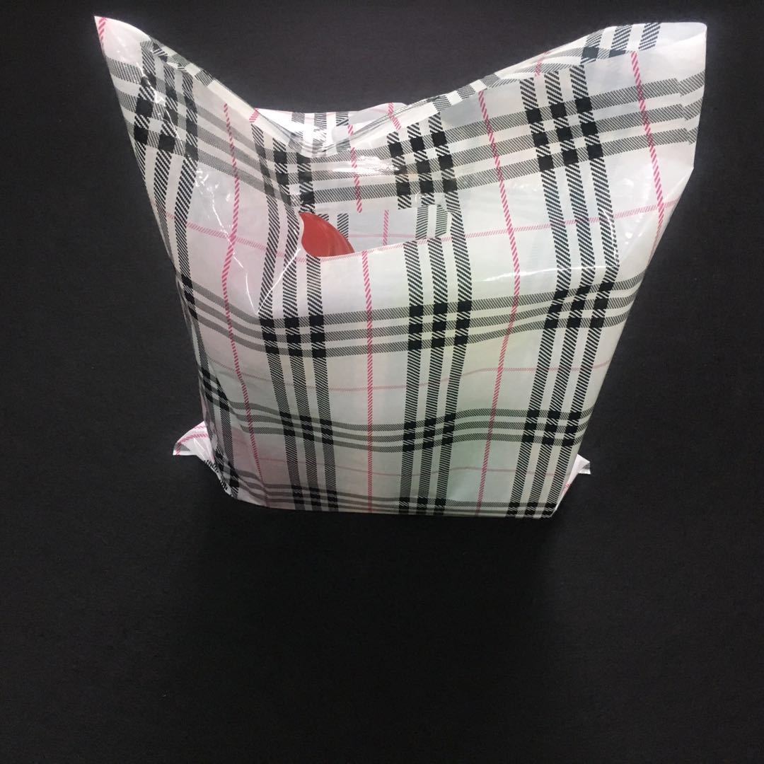 Plastic clothing gift Shopping Packaging bag customized pe Flat punching Cosmetics Four fingers Bag Printing logo