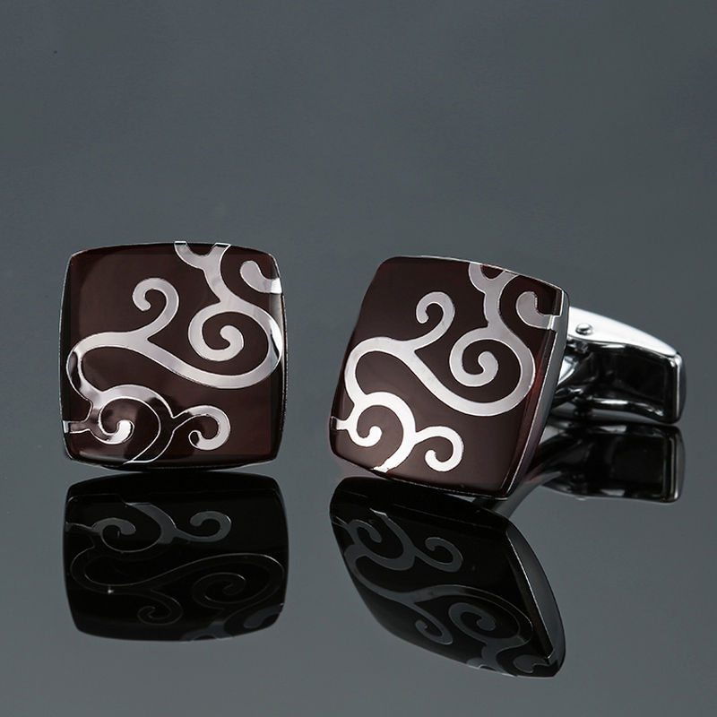 17g Weight Cufflinks Classification 1 Pair Quantity Anniversary, Business Occasion Copper Material Leaf, Flower Pattern Unisex Gender Plating Design Simple Style Style 1 Pair Simple Style Leaf Flower Copper Plating Unisex Cufflinks 6