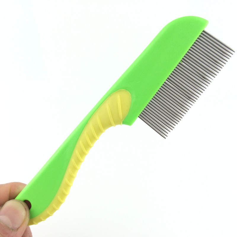 宠物狗梳子猫梳子不锈钢针密齿跳蚤梳塑料脱毛梳清洁美容梳现货|ms