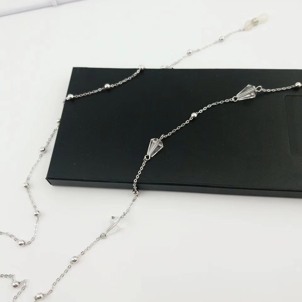 箭头三角钻眼镜链子挂绳时尚李常超同款金属眼镜链眼镜挂链防滑绳|ms