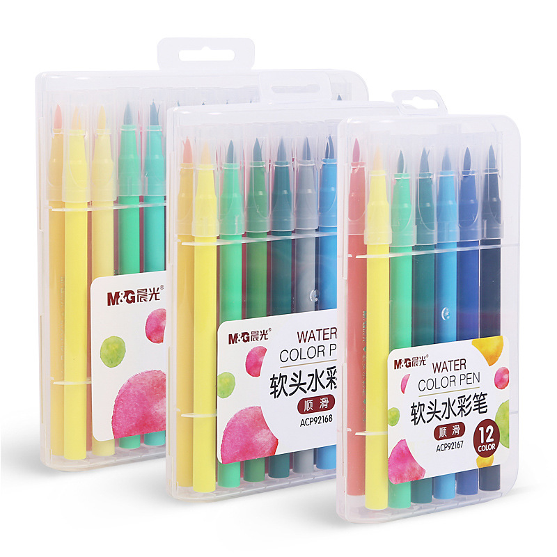 Morning Stationery wholesale Watercolor pen Soft head Multicolor draw Watercolor pen 12/18/24/36/48 colour ACP92167