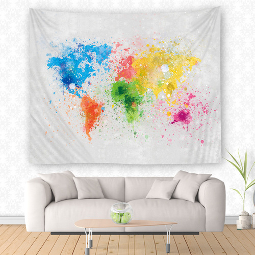 Hot-selling Export-Ready European & American-Style Map Print Tapestry: Creative Home Decor, Polyester Background Wall Hanging, and Wall-Mounted Carpet