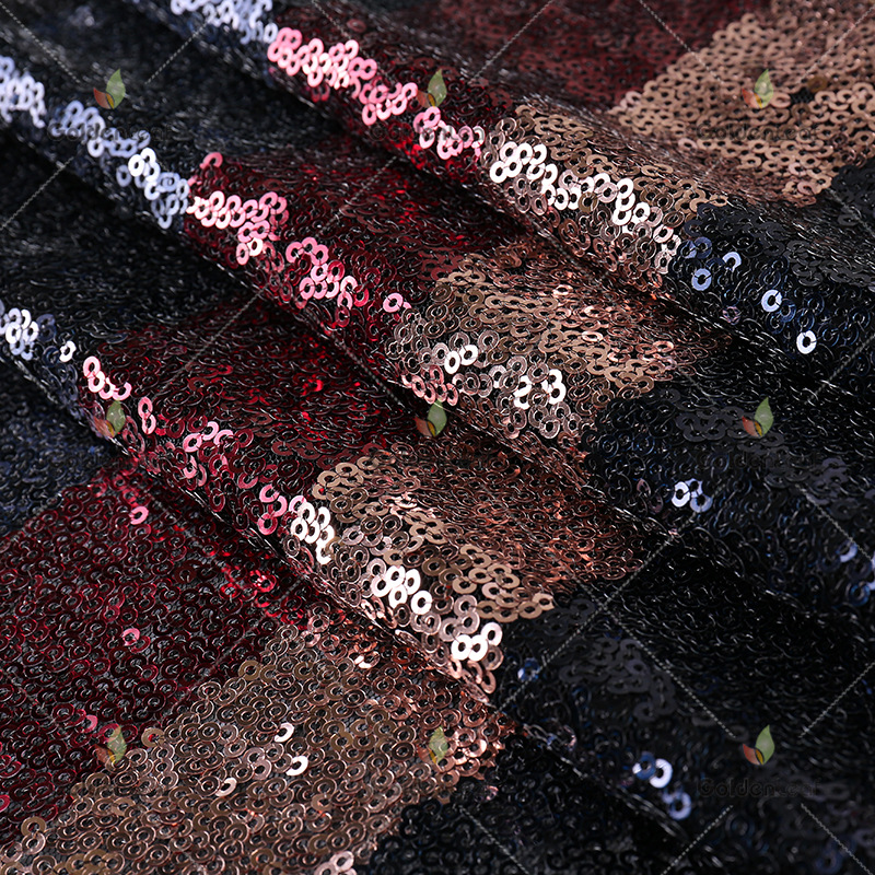 厂家直销新款三色条子亮片布料时尚女装舞台服珠片绣花面料