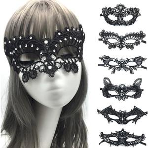 Halloween 3D Diamond Lace Mask Party Mask Half Face Mask for Cosplay Makeup and Dance Party