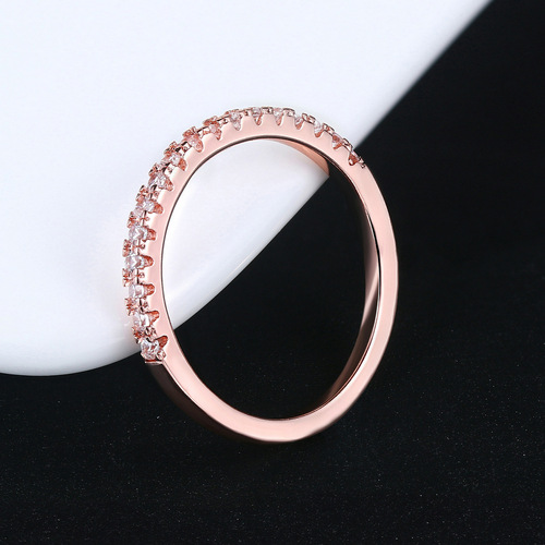Cross-border hot selling jewelry Korean style simple engagement ring for women Zircon micropaved rose gold plated ring wholesale