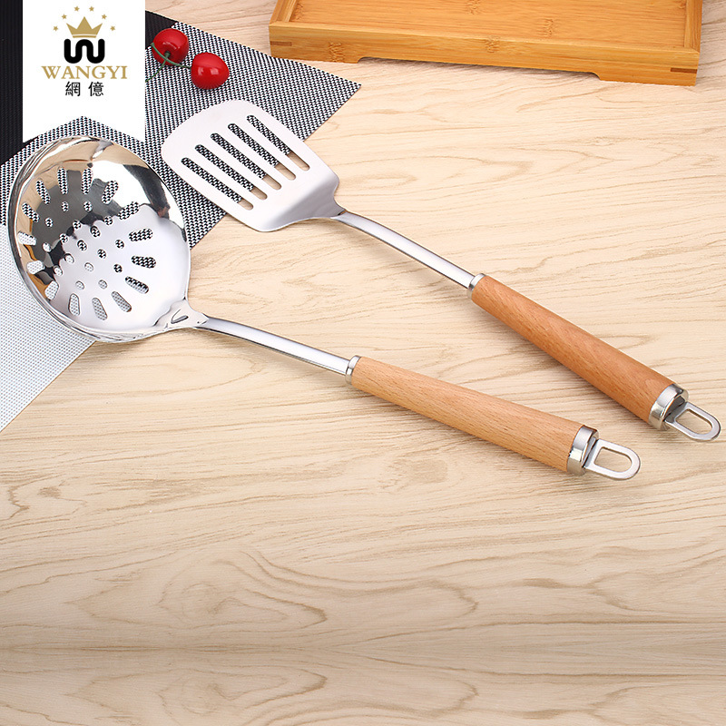 Hook stainless steel wooden handle kitchenware set kitchenware shovel