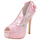 3128-05 high heel bow, transparent perspective, lace woman shoes super high heel party annual wedding fashion shoes