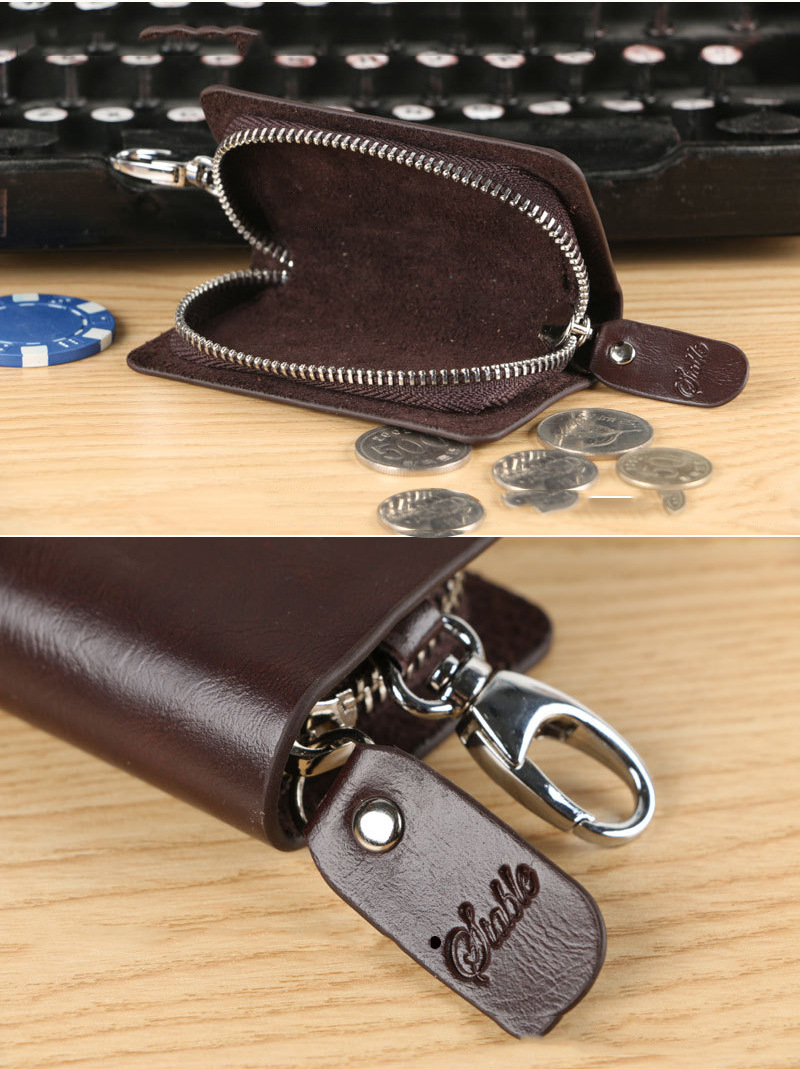 Fashion mens leather zipper multifunction car key clip wholesalepicture6