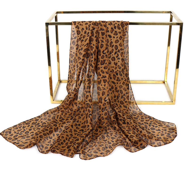 Spring and autumn new print chiffon silk scarf classic leopard ladies wild yarn towel sunscreen long tissue wholesale XQ295