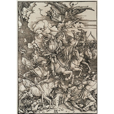 大芬厂家玄关酒店欧式装饰画丢勒启示录四骑士艺术喷绘油画定制|ru