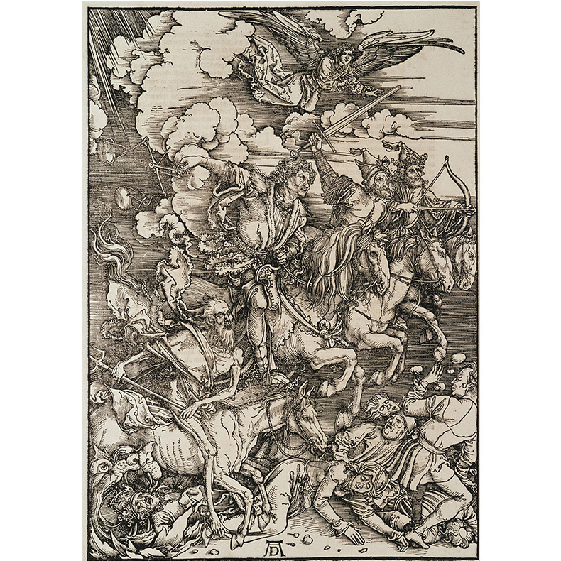 大芬厂家玄关酒店欧式装饰画丢勒启示录四骑士艺术喷绘油画定制|ru