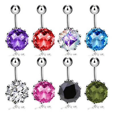 fashion puncture Jewelry zircon Belly Ring 316 medical Hollow Flower basket Umbilical nail Belly Dance Navel Jewelry