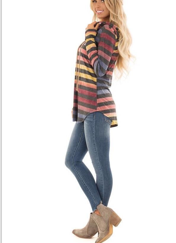 autumn new striped gradient color hooded sweatshirt NSYF18823