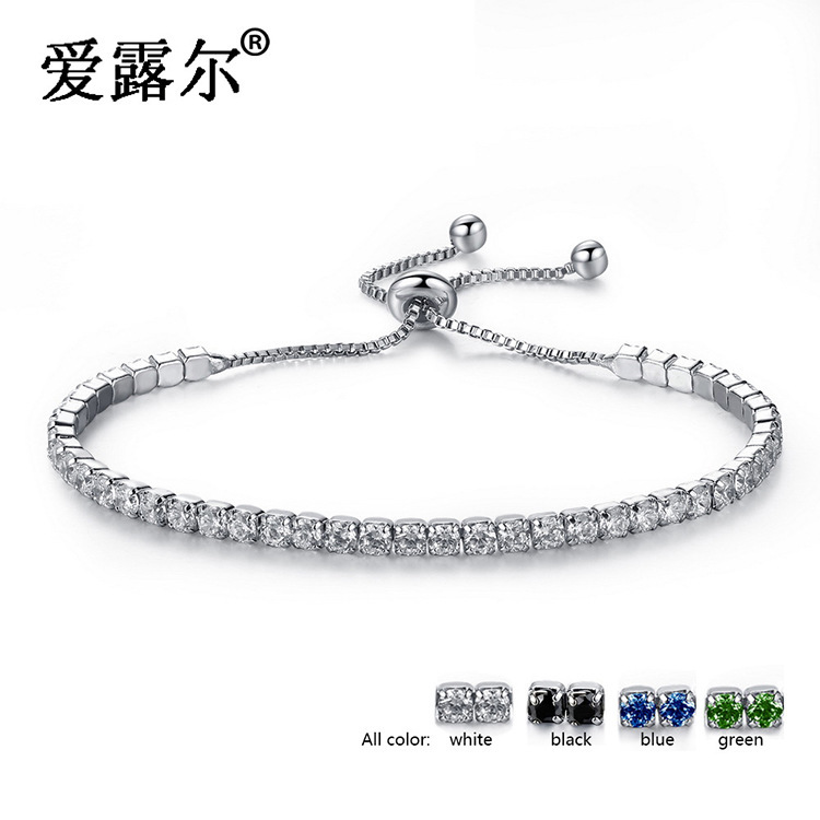 Fashionable and Simple Single Drainage Crystal Bracelet for Women in Multiple Colors, Light Luxury Pull-Out Bracelet, Simple Adjustable Hand Jewelry