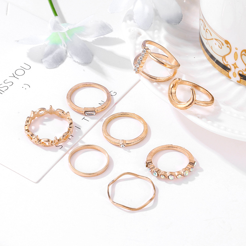 Mode Diamant Kreative Mond Ring Set display picture 9