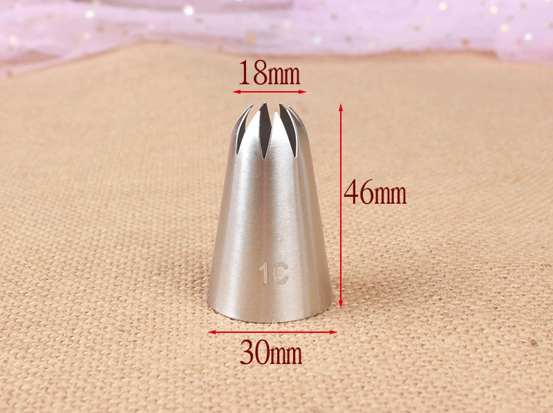 Piping Tip (Hua Tsui) 8-Tooth Stainless Steel 304, Large Nozzle 46×30/18 mm