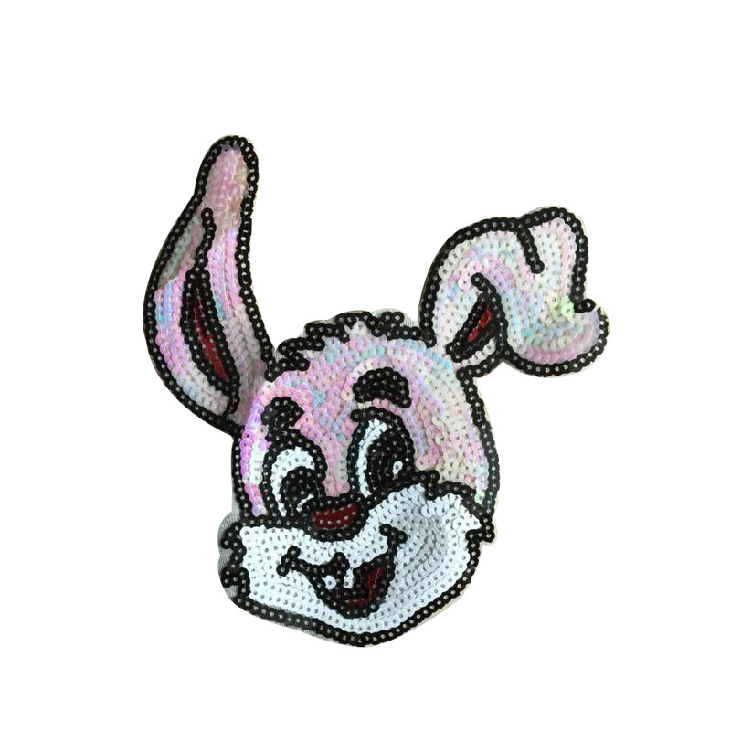 小兔子亮片布贴 童装辅料 衣服补丁贴 时尚diy贴布绣花边辅料动物