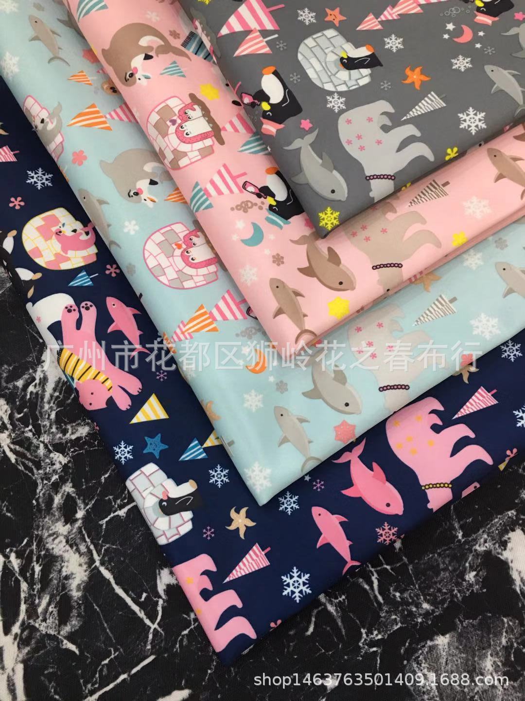 花之春涤纶牛津印花布普通环保380T防水复合布妈咪包布料厂家直销