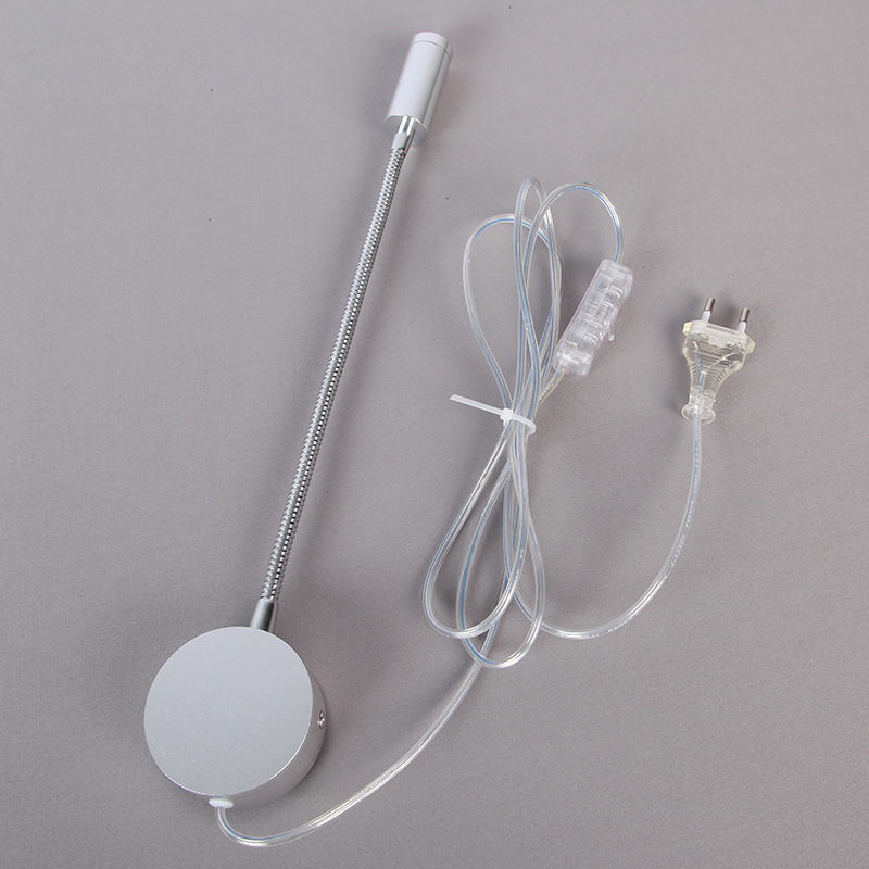 3W LED lámpara de pared con interruptor enchufe alambre hogar dormitorio Hotel habitación lámpara de noche aprendizaje lectura lámpara de aluminio