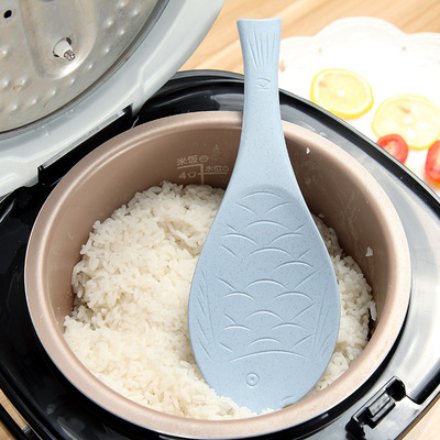 小麦秸秆创意家居饭勺鱼形勺厨房盛饭勺子不粘勺防摔耐热铲勺礼品