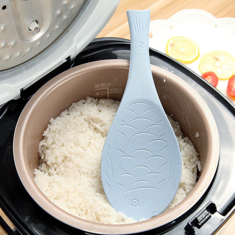 小麦秸秆创意家居饭勺鱼形勺厨房盛饭勺子不粘勺防摔耐热铲勺礼品