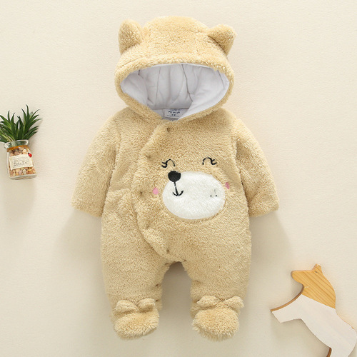 2024 autumn and winter baby jumpsuits thickened comfortable velvet super soft crawling clothes newborn winter clothes baby clothes