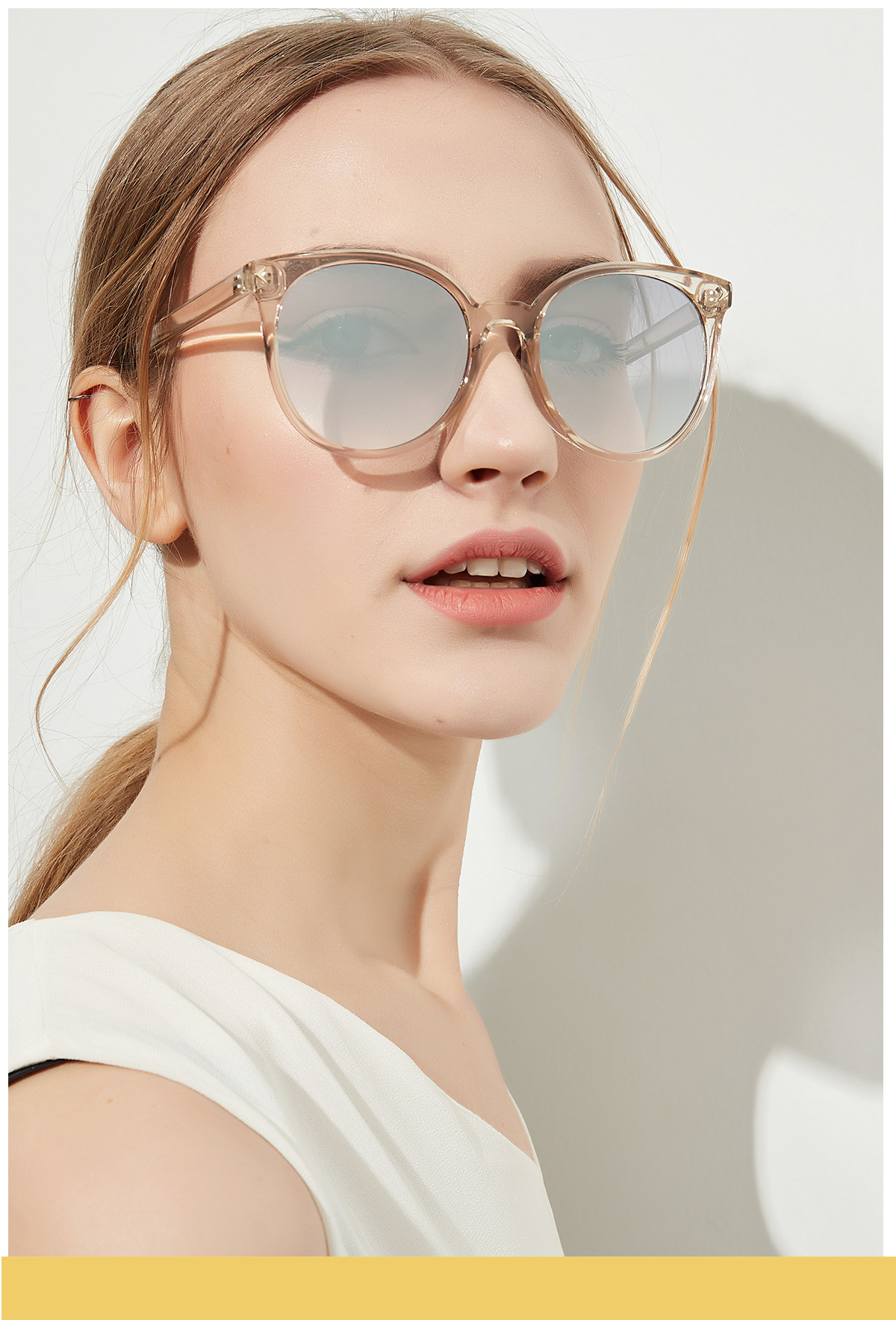 round retro transparent frame glasses NSXU57293