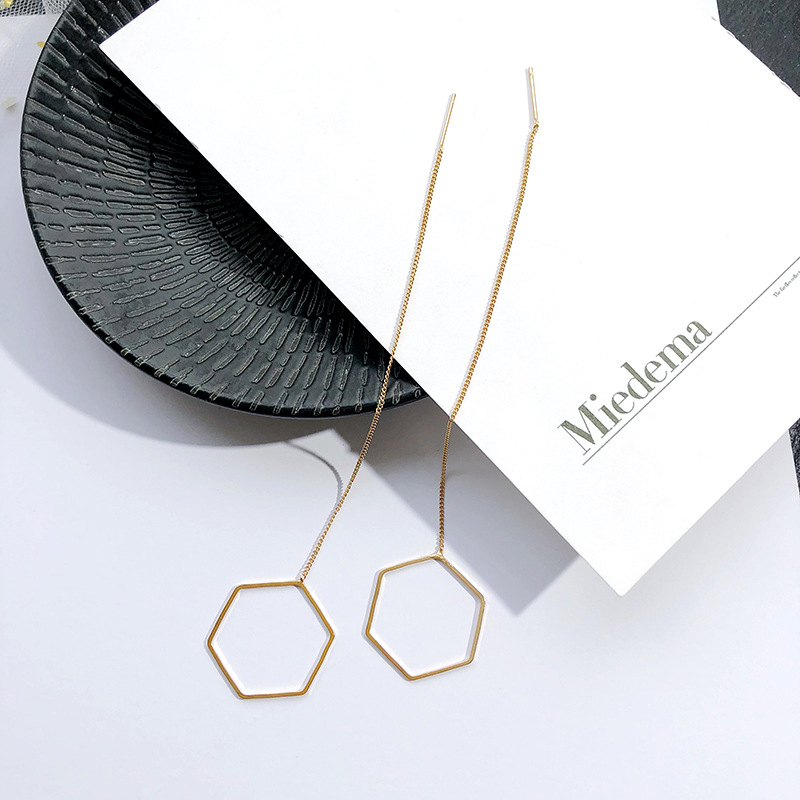 5g Weight No Inlaid Inlay Material Earrings Classification Housewarming, Anniversary, Business, Wedding, Travel, Birthday, Festival Occasion Copper Material Geometric Pattern Women'S Gender Plating Design Gold, Silver Color Geometric Plating Copper No Inlaid Drop Earrings 12
