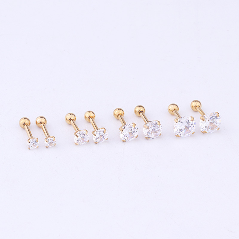 Fashion Geometric Inlaid Zircon Stainless Steel Ear Studs display picture 4