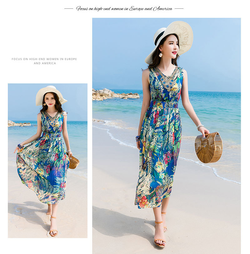 Elegantes Langes Florales Boho Kleid Für Damen Aus Seide Mode_voghion.com