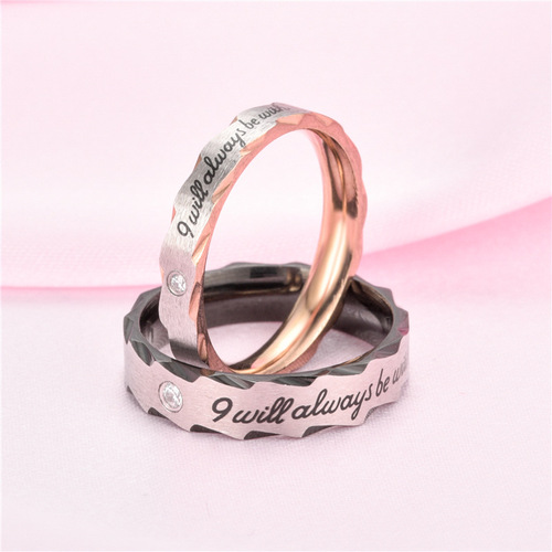 European and American classic fashion style, diamond-encrusted rose gold black pair ring LOVE, flower minions couple ring manufacturer