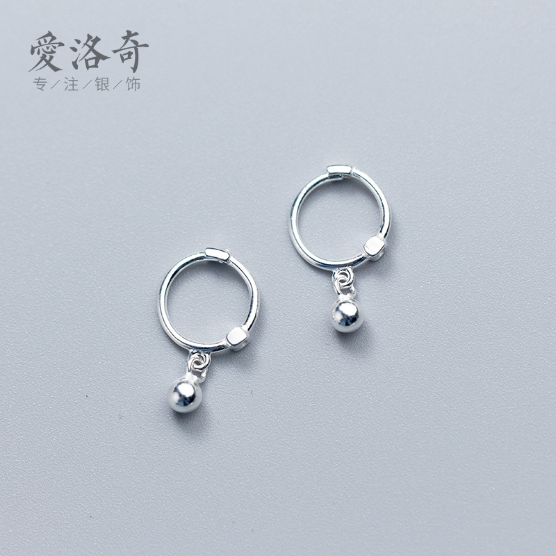 S925 botones de orejas de plata para mujeres coreanas simple pernos de orejas de bola de moda pernos de orejas de perlas pequeñas joyas de orejas E8527